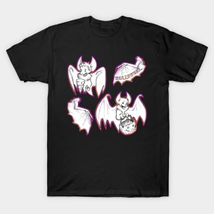 Halloween B&W Bats Pattern T-Shirt